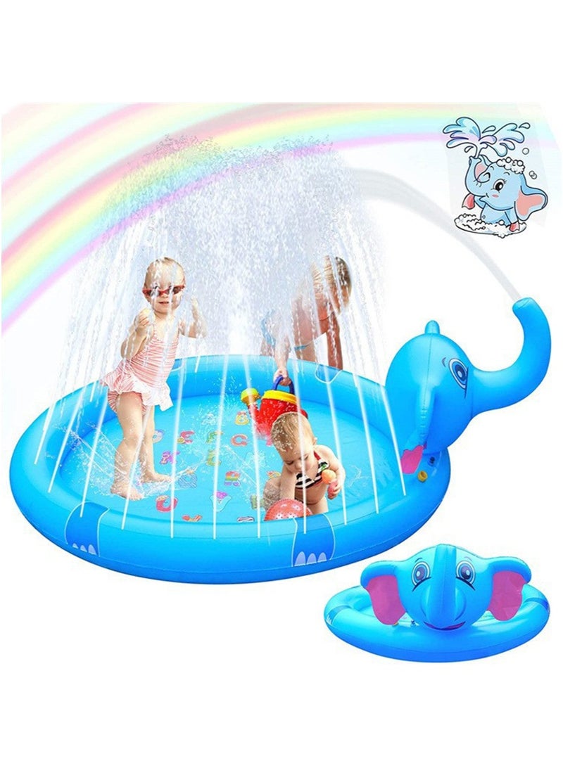 TAPIT ﻿ 210cm Inflatable Elephant Splash Pad for Toddlers, Letter Print Water Spray Play Mat, Baby Wading Pool, Outdoor Lawn Entertainment Water Sprinkler for Summer - Image 1