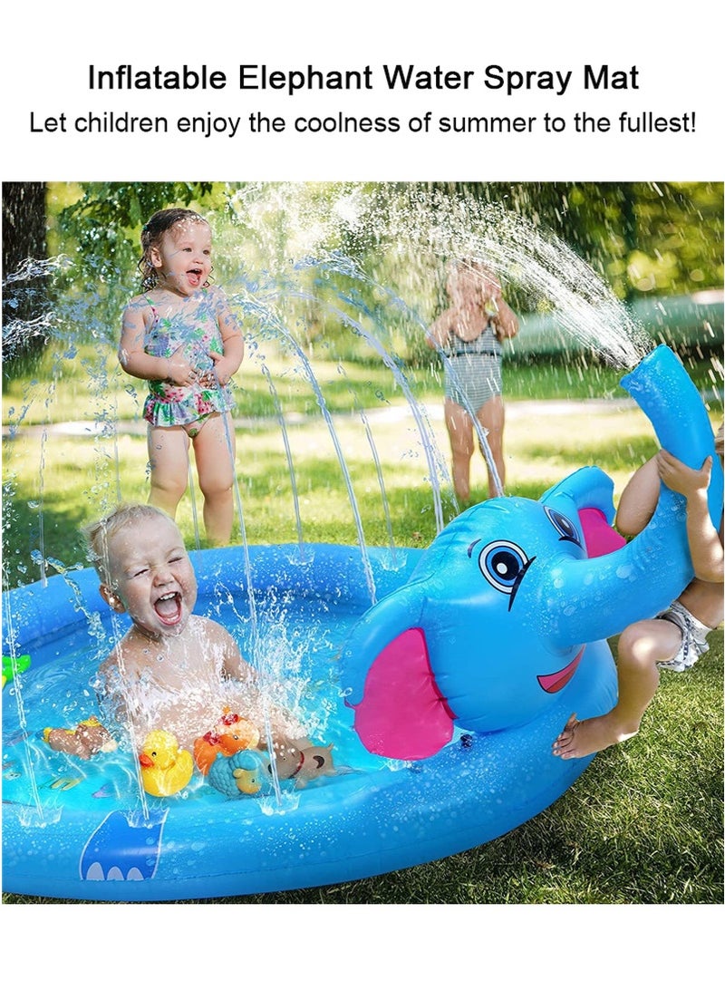 TAPIT ﻿ 210cm Inflatable Elephant Splash Pad for Toddlers, Letter Print Water Spray Play Mat, Baby Wading Pool, Outdoor Lawn Entertainment Water Sprinkler for Summer - Image 2