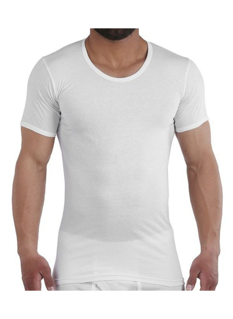 embrator Pack of 3 Half Sleeve Undershirt Cotton 100% White for Men  - Image 2