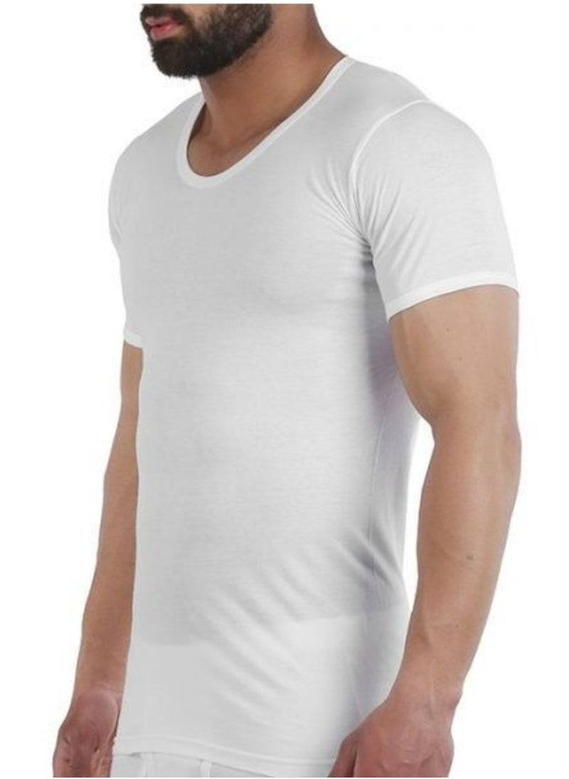 embrator Pack of 3 Half Sleeve Undershirt Cotton 100% White for Men  - Image 3