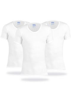 embrator Pack of 3 Half Sleeve Undershirt Cotton 100% White for Men  - Image 1