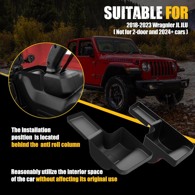 MIKKUPPA Wheel Well Storage Bin, Cargo Tray Rear Trunk Organizer Compatible with 2018-2023 Jeep Wrangler JL JLU Interior Storage Accessories, Left & Right Side, Black - Image 3