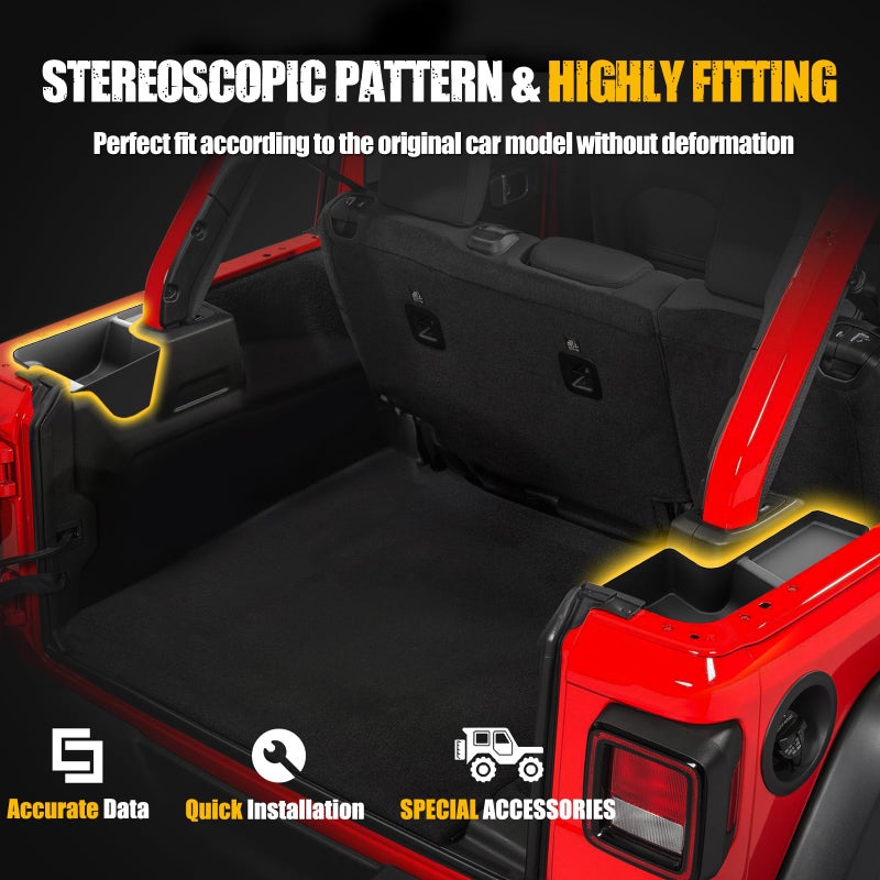 MIKKUPPA Wheel Well Storage Bin, Cargo Tray Rear Trunk Organizer Compatible with 2018-2023 Jeep Wrangler JL JLU Interior Storage Accessories, Left & Right Side, Black - Image 5