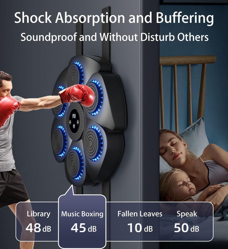 Earwig Smart Music Boxing Machine Bluetooth Musical Boxing Machine,Wall-Mounted Boxing Machine,with Boxing Gloves,with 9 Modes and 18 Speeds with LED Light Bluetooth Sensor,for Kids & Adults (EW-03) - Image 4