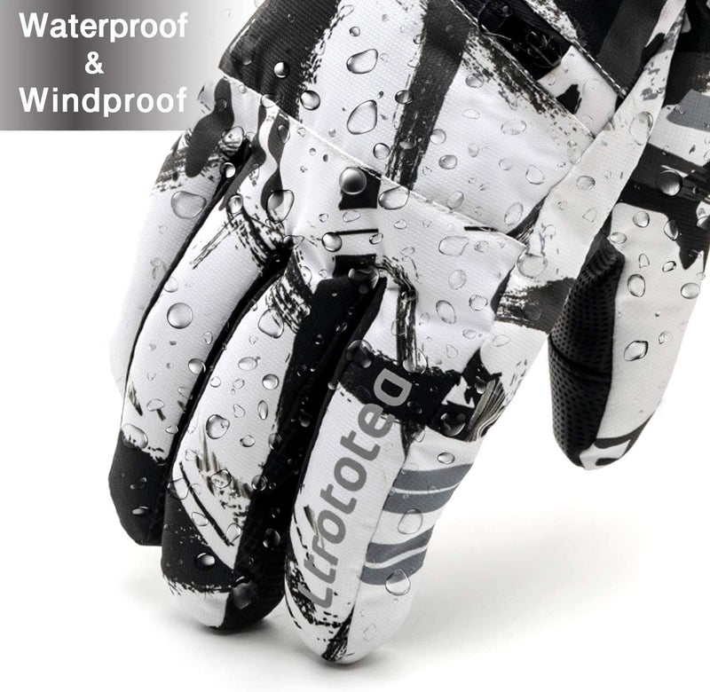Ltrototea Ski Snow Gloves for Men Women -20â„‰ Insulated Warm Winter Waterproof Touchscreen Snowboard Glove Snowboarding Snowmobile Outdoor Gloves with Wrist Guards White Medium - Image 5