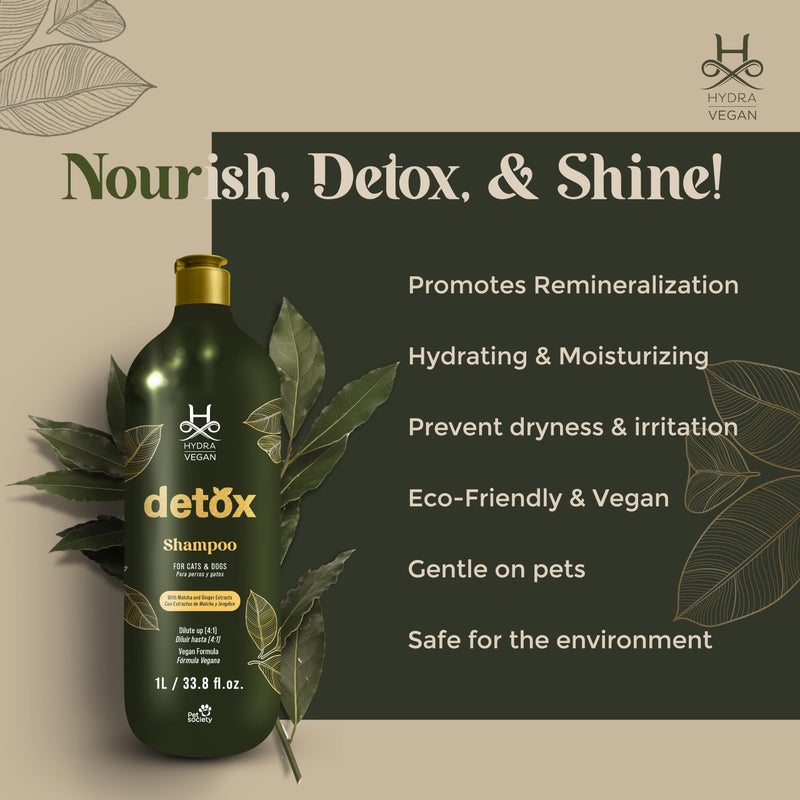 Hydra Vegan Detox Shampoo, 1L - Clarifying, Plant-Based Formula for Clean, Fresh, and Hydrated Hair for Dog - Image 4