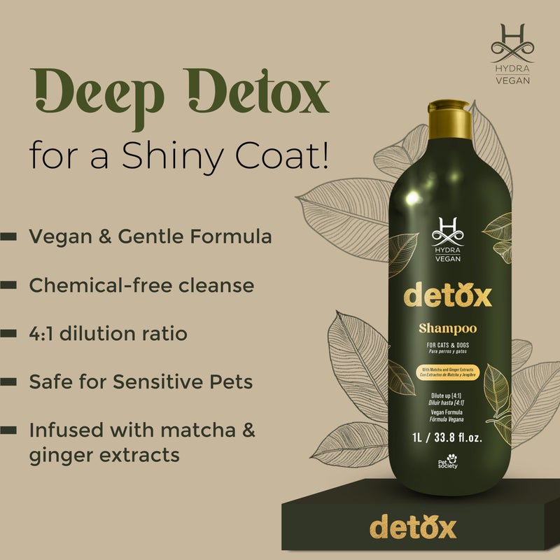 Hydra Vegan Detox Shampoo, 1L - Clarifying, Plant-Based Formula for Clean, Fresh, and Hydrated Hair for Dog - Image 3