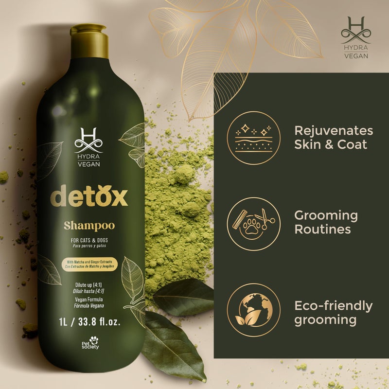 Hydra Vegan Detox Shampoo, 1L - Clarifying, Plant-Based Formula for Clean, Fresh, and Hydrated Hair for Dog - Image 5