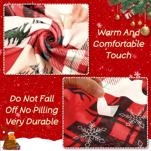 Jansun Christmas Blanket, Christmas Throw Blanket Red Black Plaid Deer Pattern Comfortable Flannel Warm Winter Cabin Throw for Bed Sofa Kids Adults Family Self - Image 3