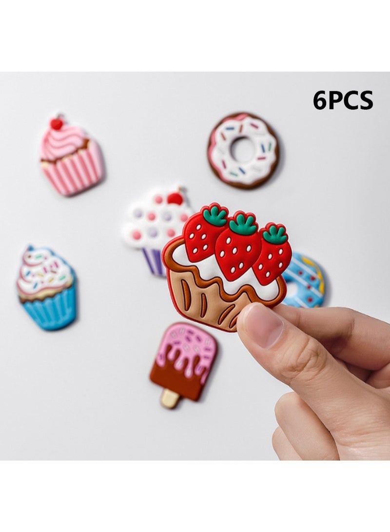 6 قطع من الكعكة ثلاجة المغناطيسات، الكعكة لوحة أبيضة ملصقات مغناطيسية للديكور المنزلي (الكعكة ثلاجة المغناطيسات) - Image 1