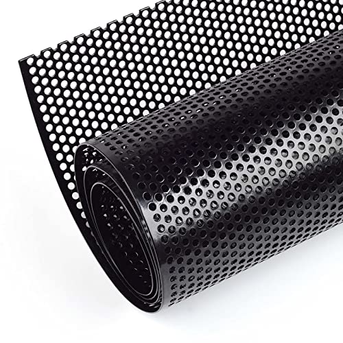 AggAuto Universal 40x13 Car Grill Mesh  Aluminum Alloy Automotive Grille Insert Bumper Perforated Metal Sheet Round Hole 4mm One of the Most Multifunctional Shape Grids 100x33cm Black