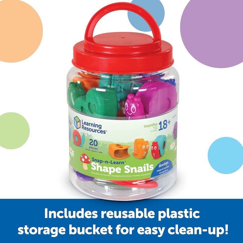 Learning Resources Snap-n-Learn Shape Snails - 20 Pieces, Age 18+ Months Toddler Learning Activities, Educational Toys, Set Color, Teaching Toys - Image 4