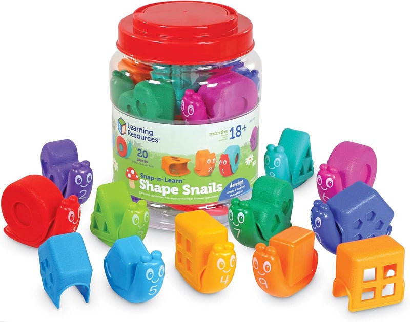 Learning Resources Snap-n-Learn Shape Snails - 20 Pieces, Age 18+ Months Toddler Learning Activities, Educational Toys, Set Color, Teaching Toys - Image 1