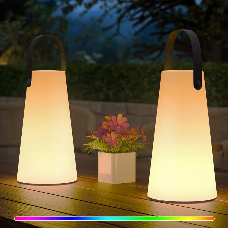 GGII 2 Pack Outdoor Lanterns GGII Rechargeable Cordless Outdoor Table Lamp with IP44 WaterResistant Battery Operated Portable Hanging Outdoor Lamp RGB Colors for Patio Balcony Garden Camping DiningTPU - Image 2
