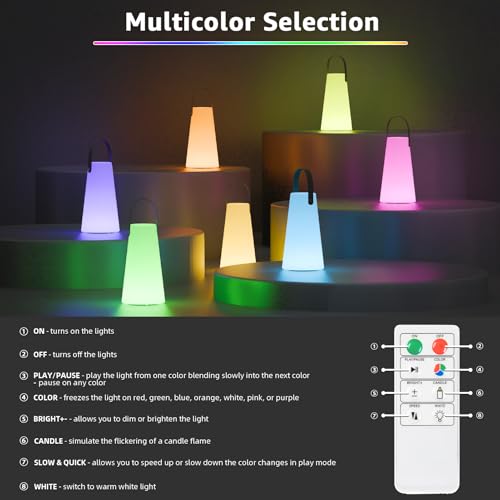 GGII 2 Pack Outdoor Lanterns GGII Rechargeable Cordless Outdoor Table Lamp with IP44 WaterResistant Battery Operated Portable Hanging Outdoor Lamp RGB Colors for Patio Balcony Garden Camping DiningTPU - Image 3