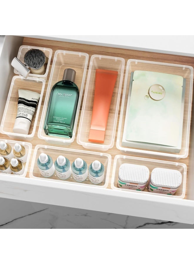 imported 24 Piece Drawer Organizer Set, 4 Sizes Storage Drawer Units, Clear Plastic Makeup Organizer and Storage Boxes for Makeup, Stationery, and Multi-Tools for Bathroom, Office, and Bedroom - Image 4