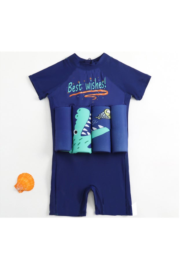 Loquat 2024 Children's Swimsuit One-piece Buoyancy Swimming Suit For Boys And Girls Baby Cute Children's Swimming Equipment Bag-Color:Handsome Crocodile- - Image 1