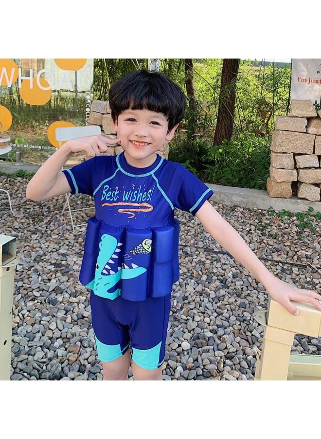 Loquat 2024 Children's Swimsuit One-piece Buoyancy Swimming Suit For Boys And Girls Baby Cute Children's Swimming Equipment Bag-Color:Handsome Crocodile- - Image 3