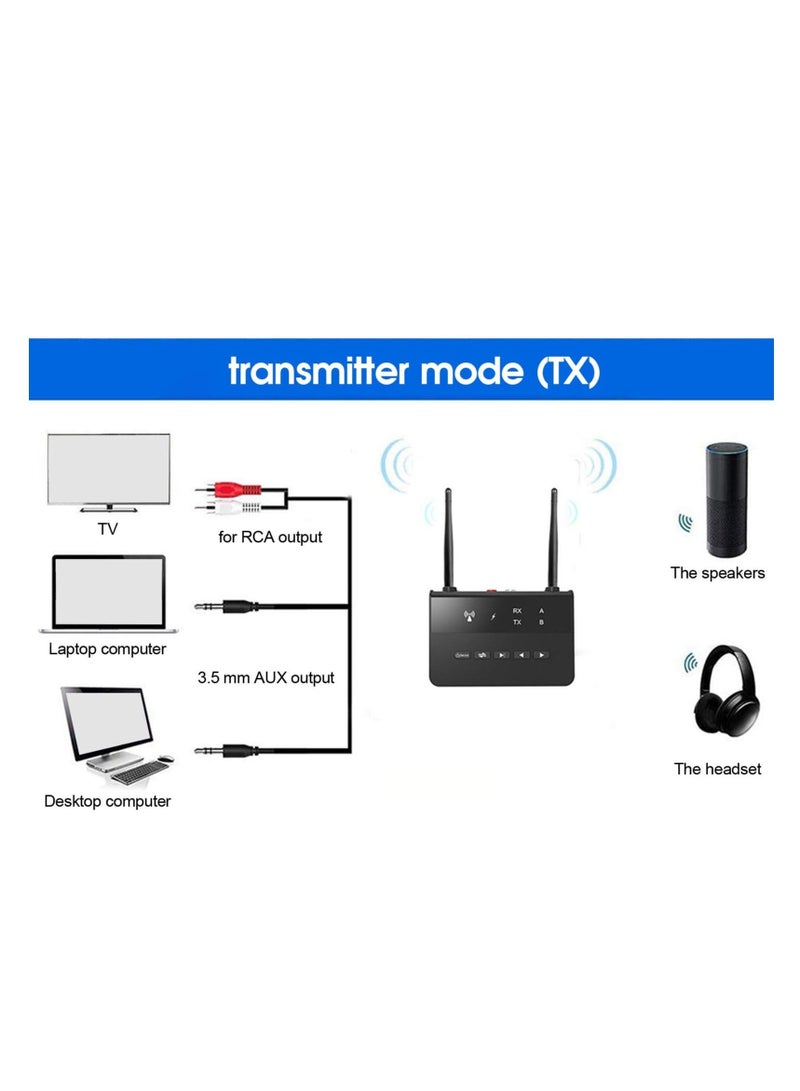 Captaintech Bluetooth Receiver, Bluetooth Transmitter Receiver, CSR 2 In 1 Wireless Bluetooth 5.0 Transmitter, Low Latency Audio Adapter, with Long Battery Life - Image 5