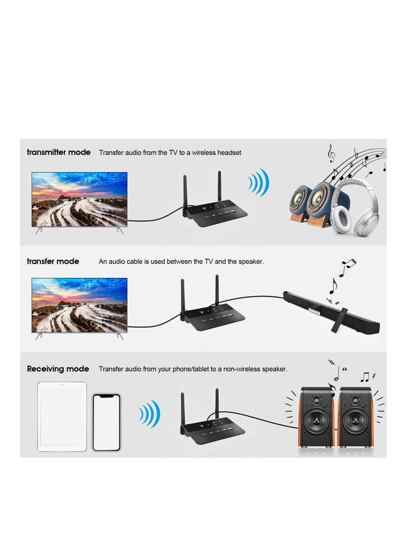 Captaintech Bluetooth Receiver, Bluetooth Transmitter Receiver, CSR 2 In 1 Wireless Bluetooth 5.0 Transmitter, Low Latency Audio Adapter, with Long Battery Life - Image 4