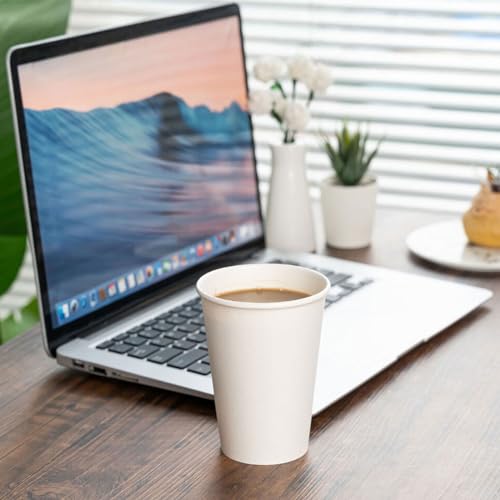 METAPRINT Disposable Paper Cups 12 oz [100 Pack], White Hot Coffee Cups, 12 oz Paper Coffee Cups, Thickened Design for Cafes, Bistros, Parties, and Events - Image 4