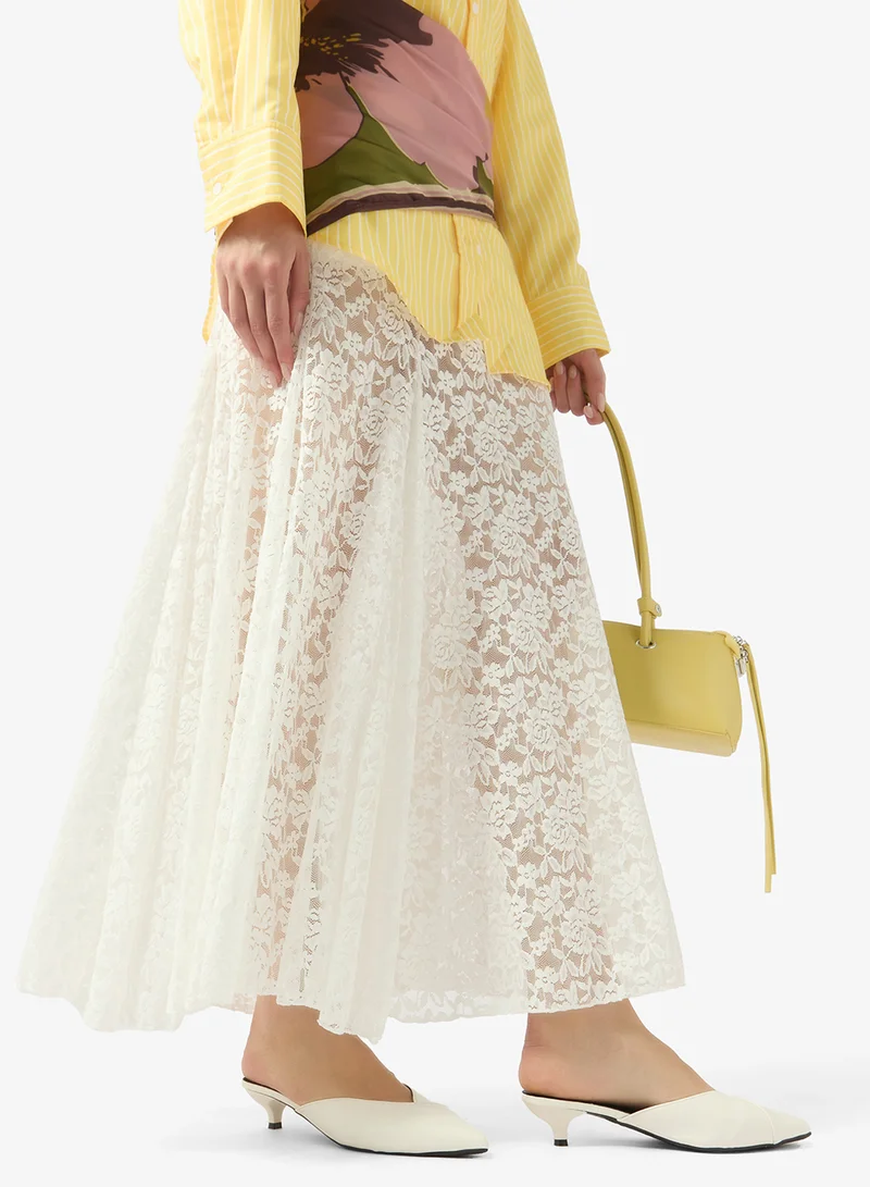 Ginger White Kitten Heel Open Back Pumps for Women | Best Price UAE