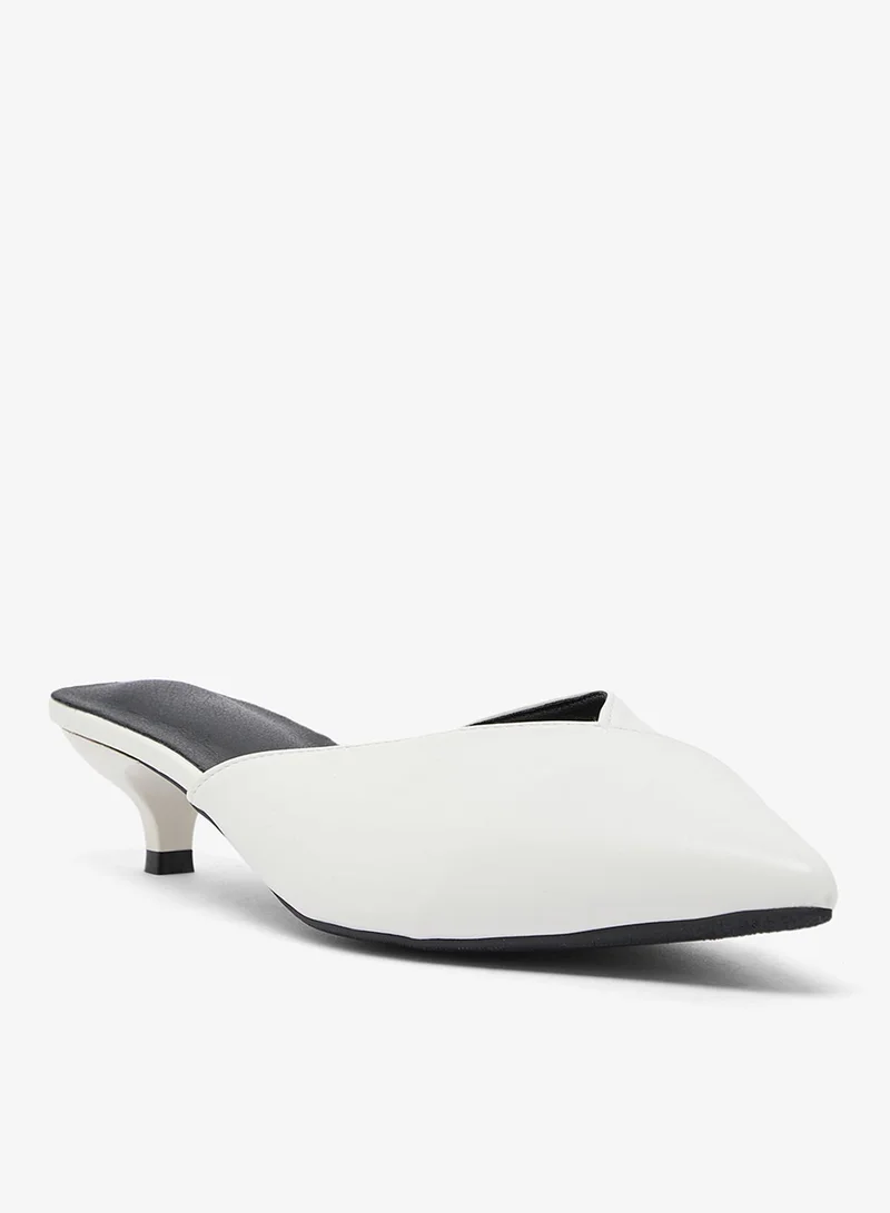 Ginger White Kitten Heel Open Back Pumps for Women | Best Price UAE