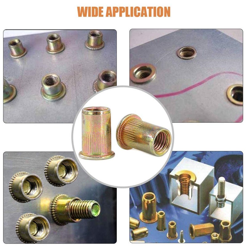 Zinc Plated Carbon Steel Rivet Nuts, Flat Head, M3, 100pcs - Image 3