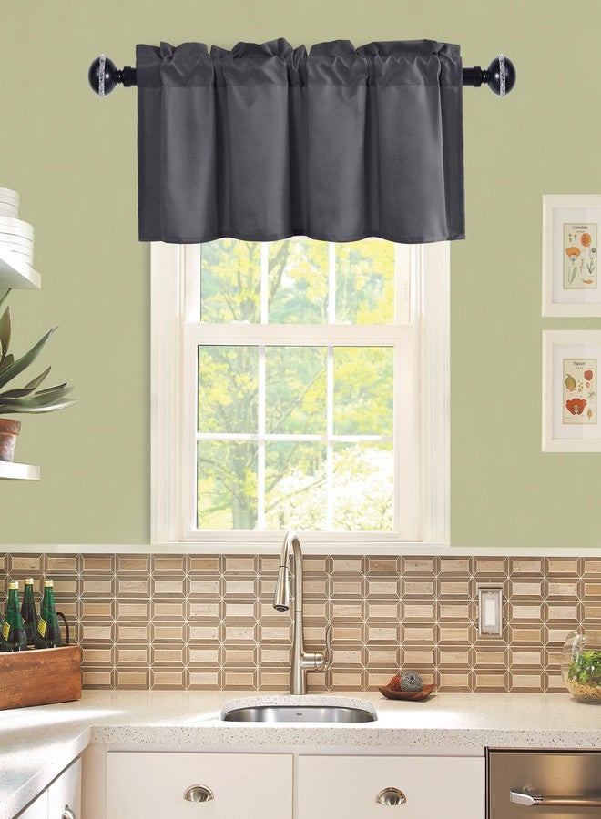 JIUZHEN ستائر جيوتشن القصيرة للمطبخ، ستائر قصيرة لنوافذ غرفة المعيشة/القبو، ستائر معزولة حرارياً للحمام، لون رمادي داكن، 42 × 18 بوصة، لوحة واحدة - Image 2