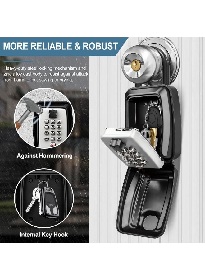 BIGTHREE Lock Box With Combination Padlock - Outdoor Key Safe, Heavy Duty Storage, Large Waterproof Box for Home, Office, Garage, School (Grey) - Image 3