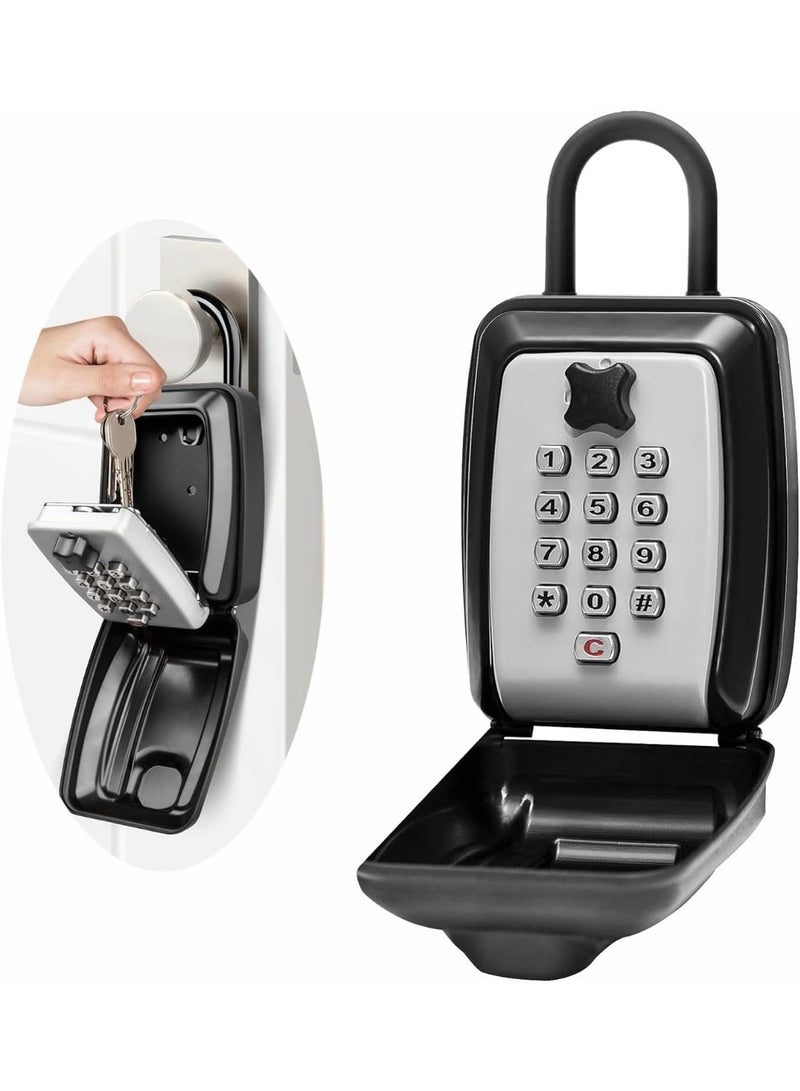 BIGTHREE Lock Box With Combination Padlock - Outdoor Key Safe, Heavy Duty Storage, Large Waterproof Box for Home, Office, Garage, School (Grey) - Image 1