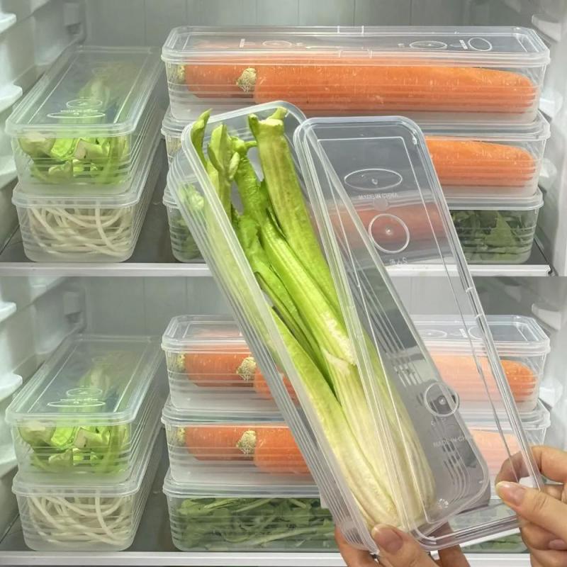 Refrigerator Organizer: 29*9.5*6 Cm Transparent PP Storage Box - Lid For Freshness Preservation Compact Space-saving Container For Kitchen Herb Storage - Image 1