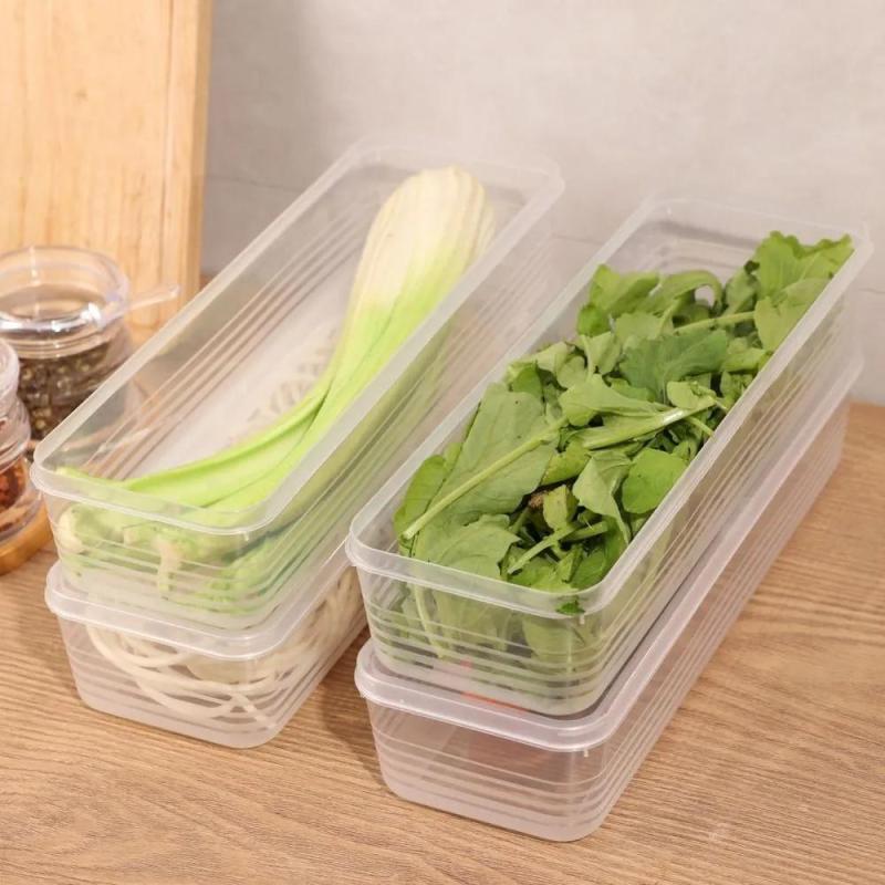 Refrigerator Organizer: 29*9.5*6 Cm Transparent PP Storage Box - Lid For Freshness Preservation Compact Space-saving Container For Kitchen Herb Storage - Image 5