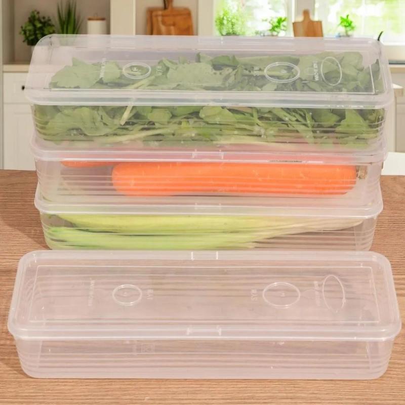 Refrigerator Organizer: 29*9.5*6 Cm Transparent PP Storage Box - Lid For Freshness Preservation Compact Space-saving Container For Kitchen Herb Storage - Image 2