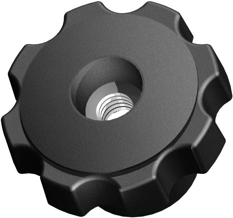 AN6C-F7S21 2.48" Fluted knob thru hole 3/8 - 16 steel zinc insert soft touch (Pack of 10)