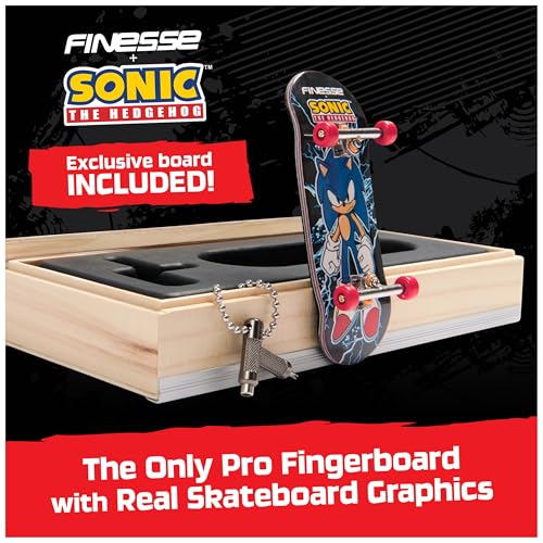 TECH DECK, Finesse X Sonic The Hedgehog Pro Series Finger Board with Storage Display, Built for Pros; Authentic Mini Skateboards, Kids Toys for Ages 6 and up - Image 2