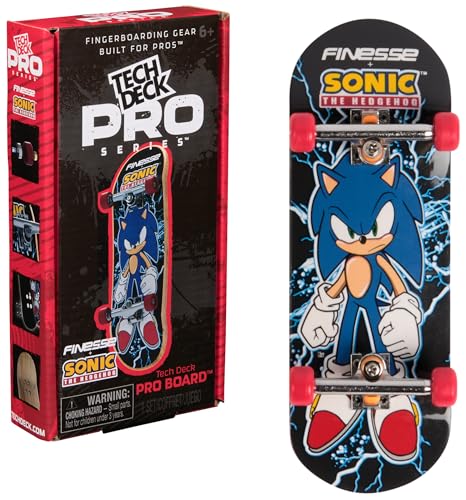 TECH DECK, Finesse X Sonic The Hedgehog Pro Series Finger Board with Storage Display, Built for Pros; Authentic Mini Skateboards, Kids Toys for Ages 6 and up - Image 1