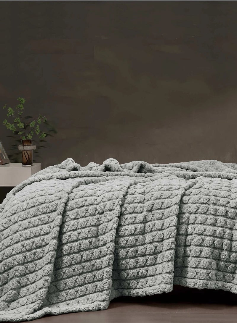 ناداف بطانية شتوي مزدوج خامة فرو محفور 100% مقاس 220×240 سم - Image 1