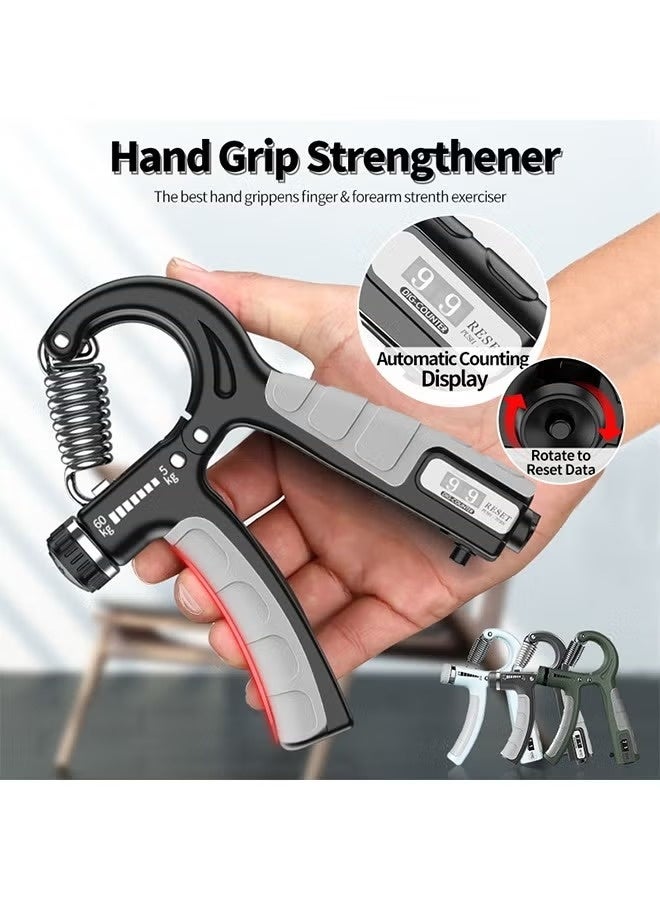 HOMESTAR Hand Grip Strengthener, Adjustable Resistance 5-60 kg, Grip Strength Trainer for Muscle Building and Injury Recovery in Athletes, Countable up to two digits, Adjustable to zero, Black - Image 2