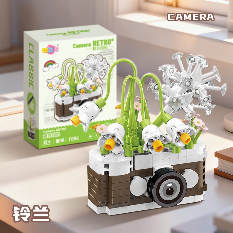 Building block flower toy compatible with Lego potted permanent flower girl decoration toy wholesale gift Valentine's Day assembled flower