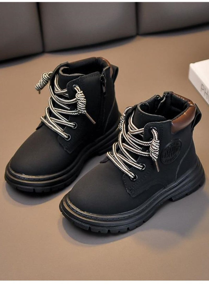 Loquat - Add Velvet For Children To Keep Warm Ankle Boots Black - Image 1