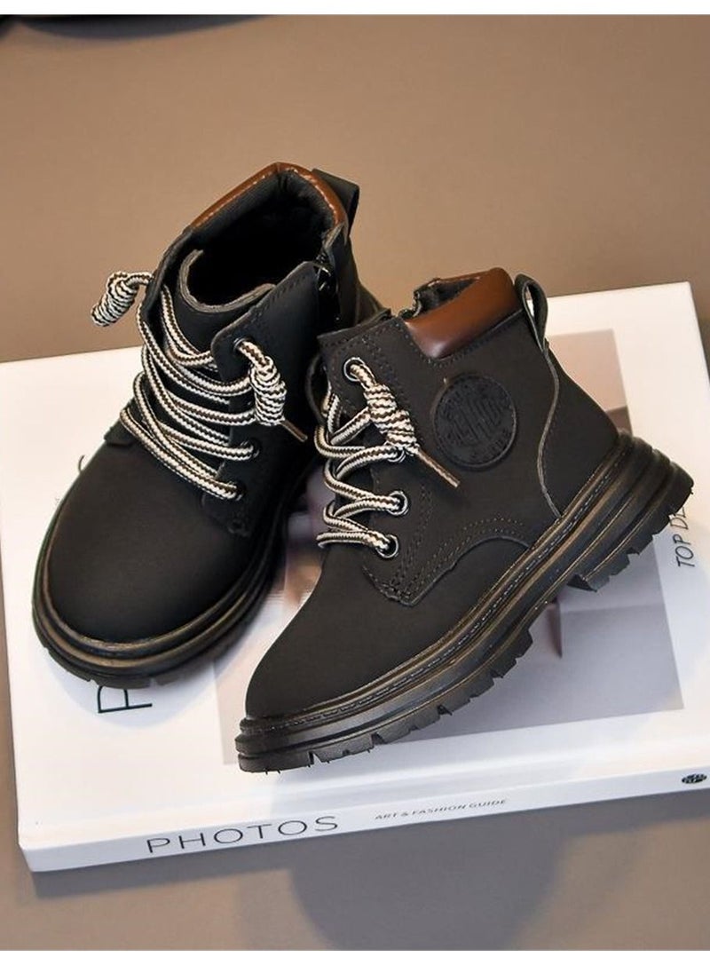 Loquat - Add Velvet For Children To Keep Warm Ankle Boots Black - Image 1