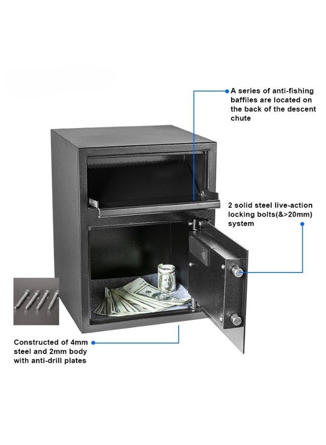 AFRA Drop Safe (AF-DP-45SCE-2040) 455×345×300mm – Electronic Keypad Steel Deposit Safe with Override Key, Anti-Theft Cash Drop Safe Locker for Home, Office & Retail - Image 4