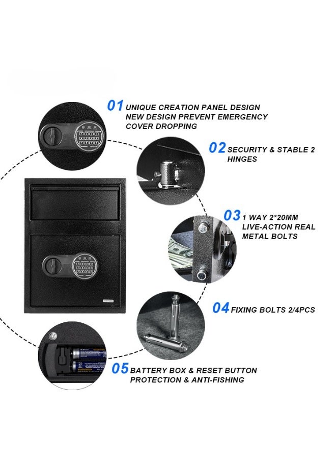 AFRA Drop Safe (AF-DP-45SCE-2040) 455×345×300mm – Electronic Keypad Steel Deposit Safe with Override Key, Anti-Theft Cash Drop Safe Locker for Home, Office & Retail - Image 3