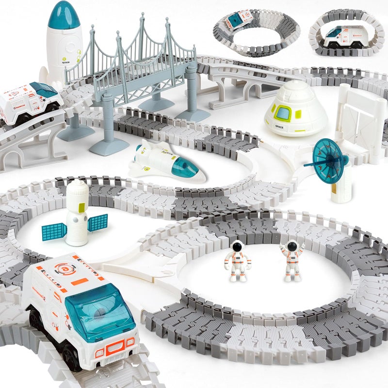GIAT Race Car Tracks Set Birthday Gift for 3 4 5 6 7 Year Old Boys 290 PCS Flexible Train Track Kit for Kids Interactive Toy with Cars and Rocket - Image 3