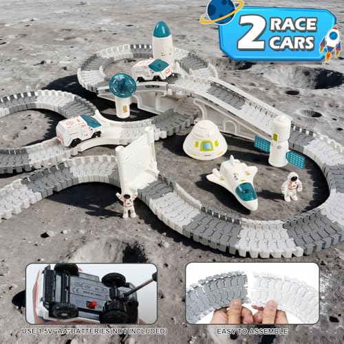 GIAT Race Car Tracks Set Birthday Gift for 3 4 5 6 7 Year Old Boys 290 PCS Flexible Train Track Kit for Kids Interactive Toy with Cars and Rocket - Image 5