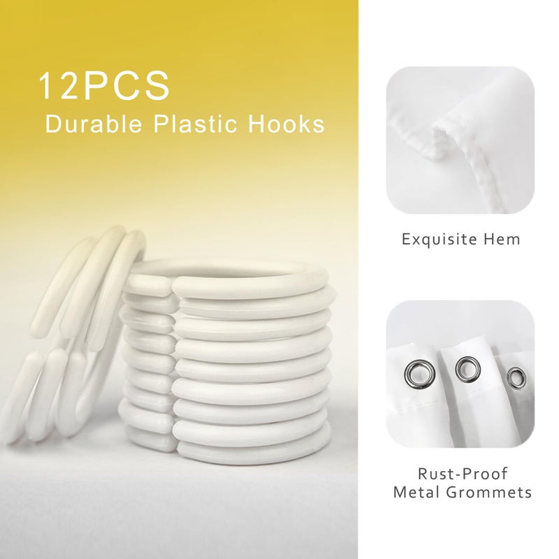 Riyidecor Funny Black Cat Shower Curtain 60Wx72H Inch Kids Cute Animal Lovely Kitten Yellow Rubber Duck Pet Lovers Modern Hilarious Bathroom Decor Fabric Polyester Waterproof 12 Pack Hooks - Image 4