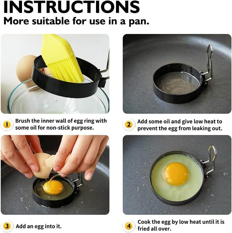 BENCI Egg Ring for Frying Eggs and Egg McMuffins 3", Egg Mold for Breakfast Sandwiches, Egg Rings for Griddle, Egg Circle Mold, Round Egg Shaper Mold, 2 Pack 3 Inch. - Image 3