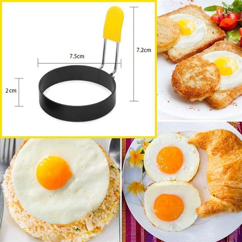 BENCI Egg Ring for Frying Eggs and Egg McMuffins 3", Egg Mold for Breakfast Sandwiches, Egg Rings for Griddle, Egg Circle Mold, Round Egg Shaper Mold, 2 Pack 3 Inch. - Image 2