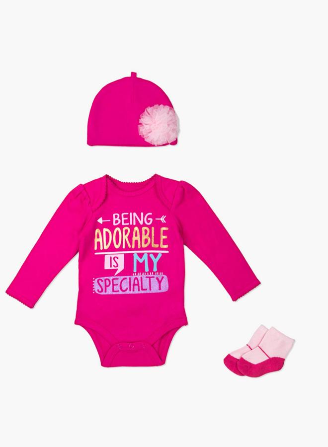 Mothers Choice 3-Piece Baby Outfit Tutu Bodysuit, Hat And Socks Set - Image 1